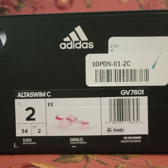 ADIDAS Altaswim Pink Salndals - youth size 2C NWT New in Box - Picture 3 of 6